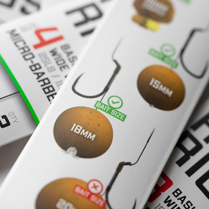 Korda Basix Ready Tied Hair Rigs Bait Size Example