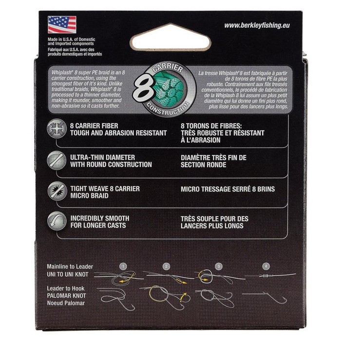 Berkley Whiplash 8 Green Fishing Braid 300m Information