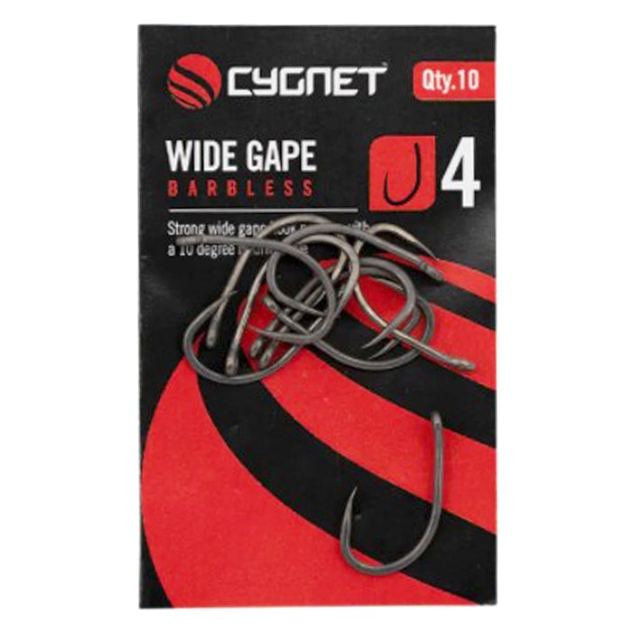 Cygnet Wide Gape Barbless Fishing Hooks Size 4