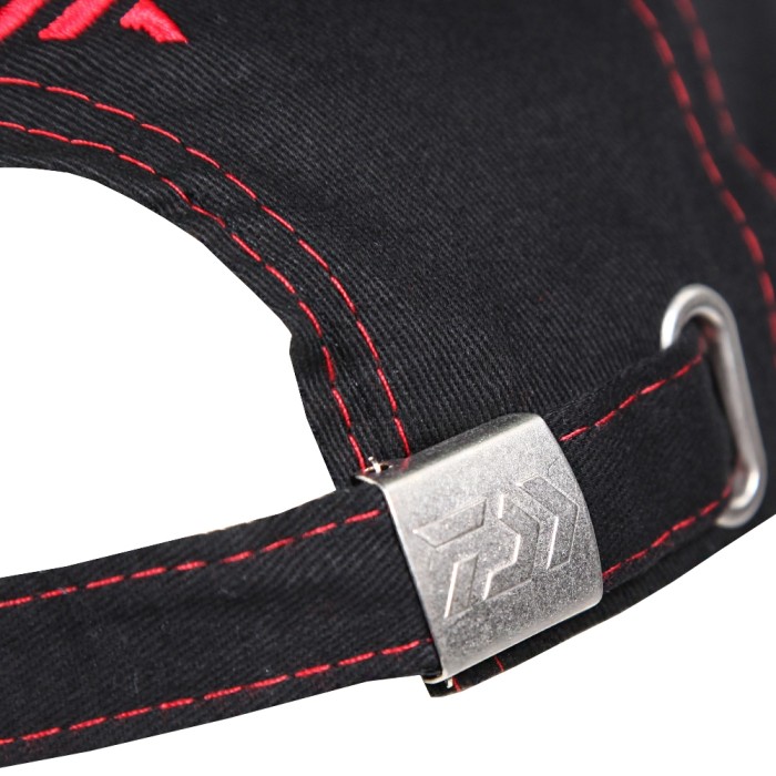 Daiwa Black'N'Red Fishing Cap Close Up 2