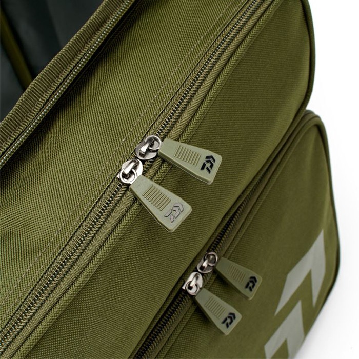 Daiwa Black Widow Compact Fishing Rucksack Close Up Zips