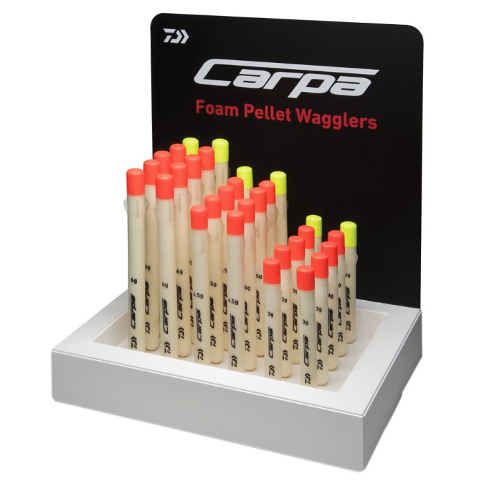 Daiwa Carpa Foam Pellet Waggler Fishing Floats Displayed