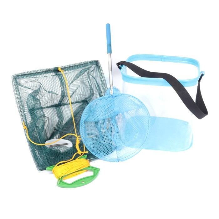 Discover Kids EVA Crab Bucket + Net + Dipping Net Set - Blue