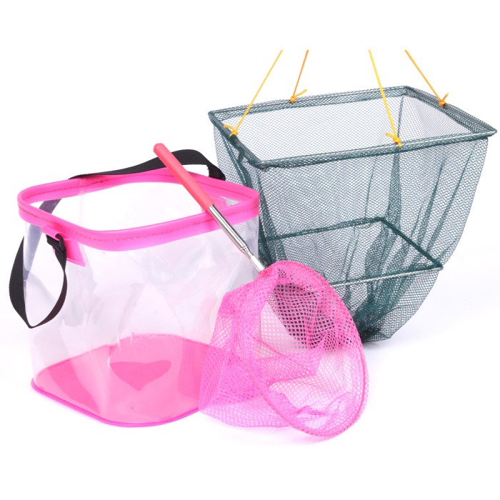 Discover Kids EVA Crab Bucket + Net + Dipping Net Set - Pink 2