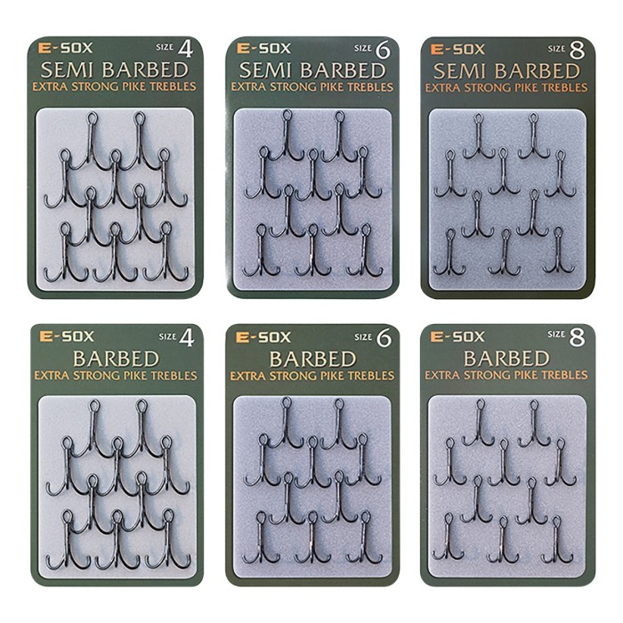 Drennan E-Sox Extra Strong Pike Fishing Trebles Sizes