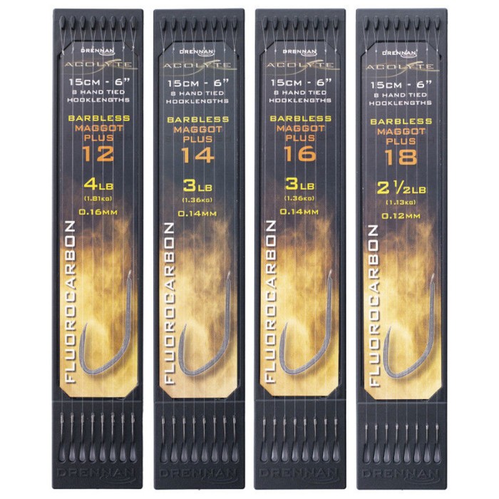 Drennan Acolyte Maggot Plus Hooklength Plate 6" - Barbless 1