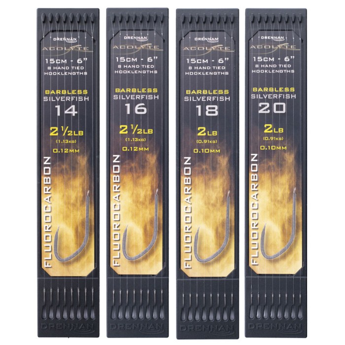 Drennan Acolyte Silverfish Hooklength Plate 6" - Barbless 1