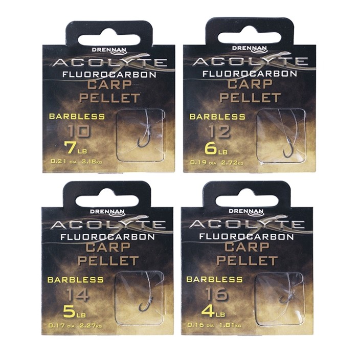 Drennan Acolyte Carp Pellet Hooks To Fluorocarbon - Barbless