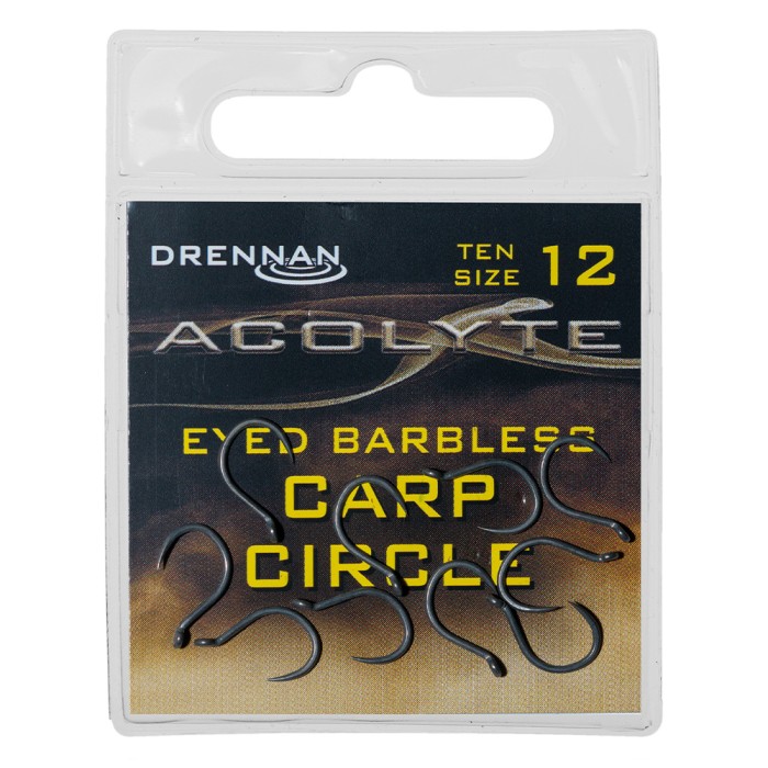 Drennan Acolyte Eyed Barbless Carp Circle Fishing Hooks Size 12