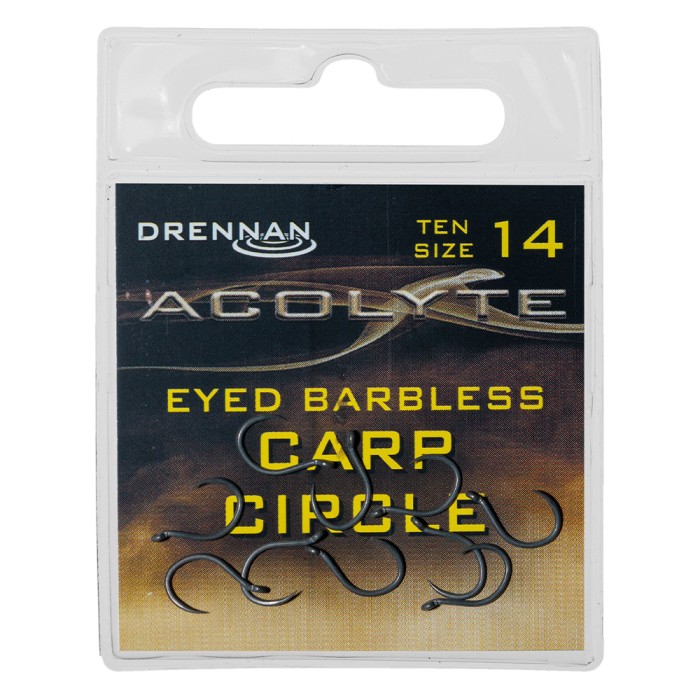 Drennan Acolyte Eyed Barbless Carp Circle Fishing Hooks Size 14