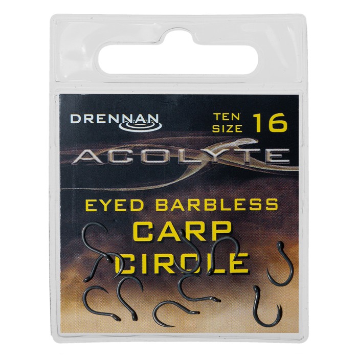 Drennan Acolyte Eyed Barbless Carp Circle Fishing Hooks Size 16