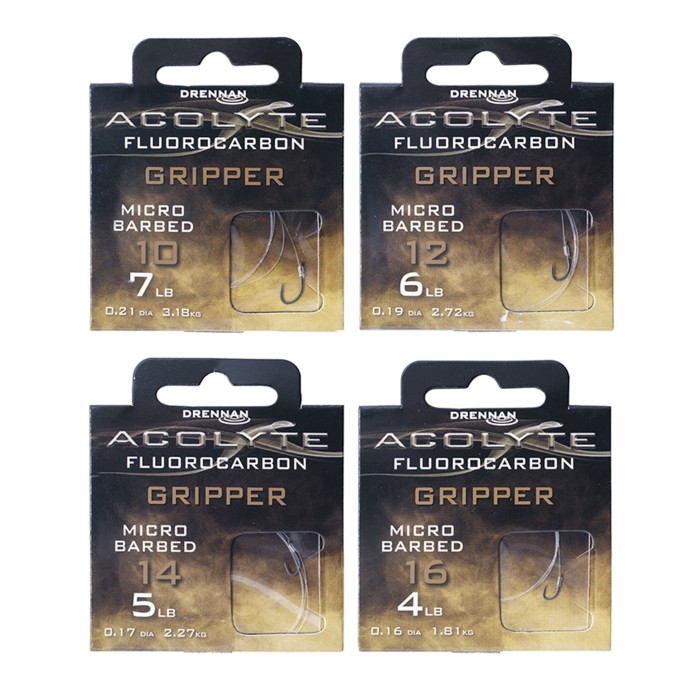 Drennan Acolyte Gripper Hooks To Fluorocarbon - Micro Barbed