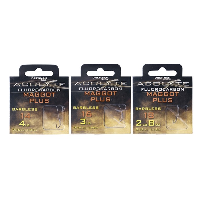 Drennan Acolyte Maggot Plus Hooks To Fluorocarbon - Barbless