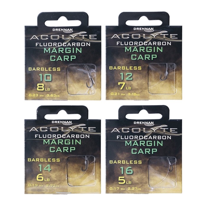 Drennan Acolyte Margin Carp Hooks To Fluorocarbon - Barbless