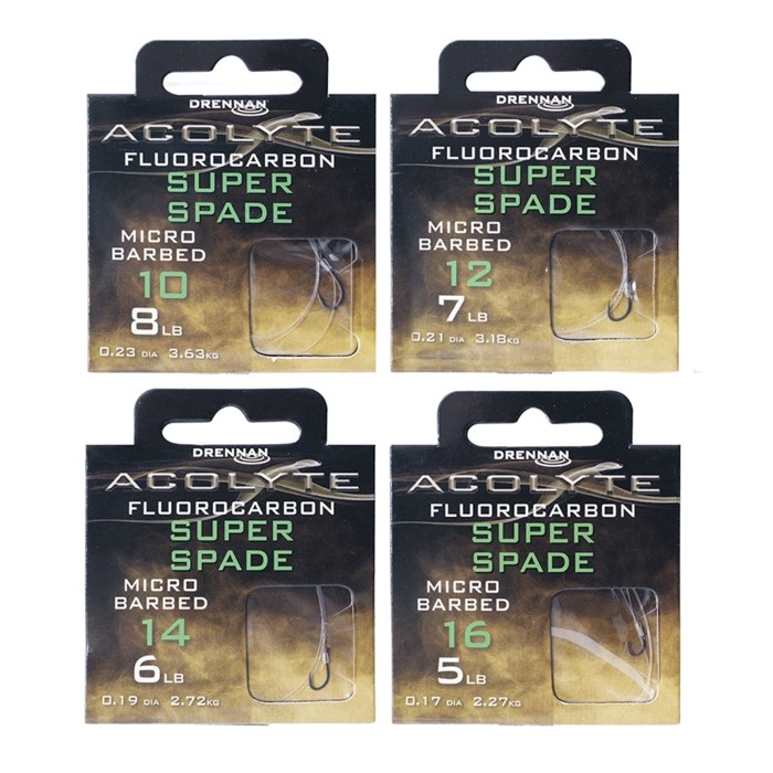 Drennan Acolyte Super Spade Hooks To Fluorocarbon - Micro Barbed