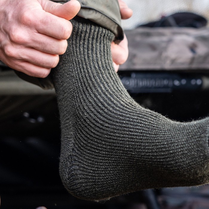 Heat Holder Olive Angling Outdoor Adult Socks In Use 2