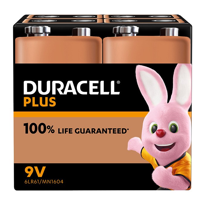 Duracell Plus 100% Power 9V - 4 Pack