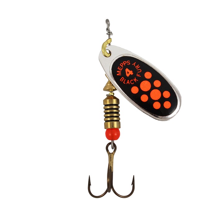 Mepps Comet Black Fury Lure Orange Dot