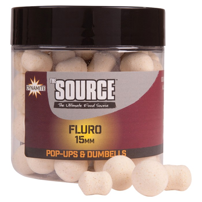 Dynamite Baits The Source White Fluro Pop Ups/Dumbell 15mm 
