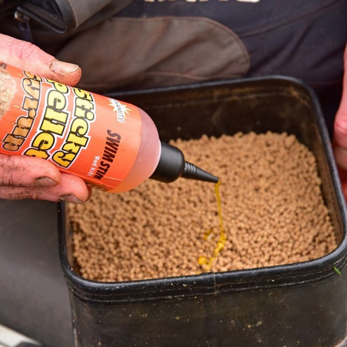Dynamite Swim Stim Sticky Pellet Syrup In Use 3