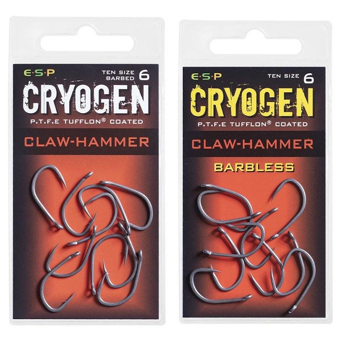 ESP Cryogen Claw Hammer Fishing Hooks Size 6 Barbed & Barbless