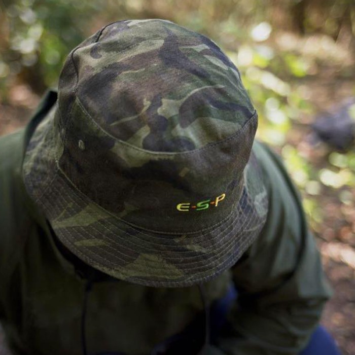 ESP Reversible Bucket Fishing Hat Camo In Use