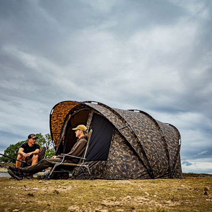 Fox R-Series 2 Man XL Camo Fishing Bivvy In Use