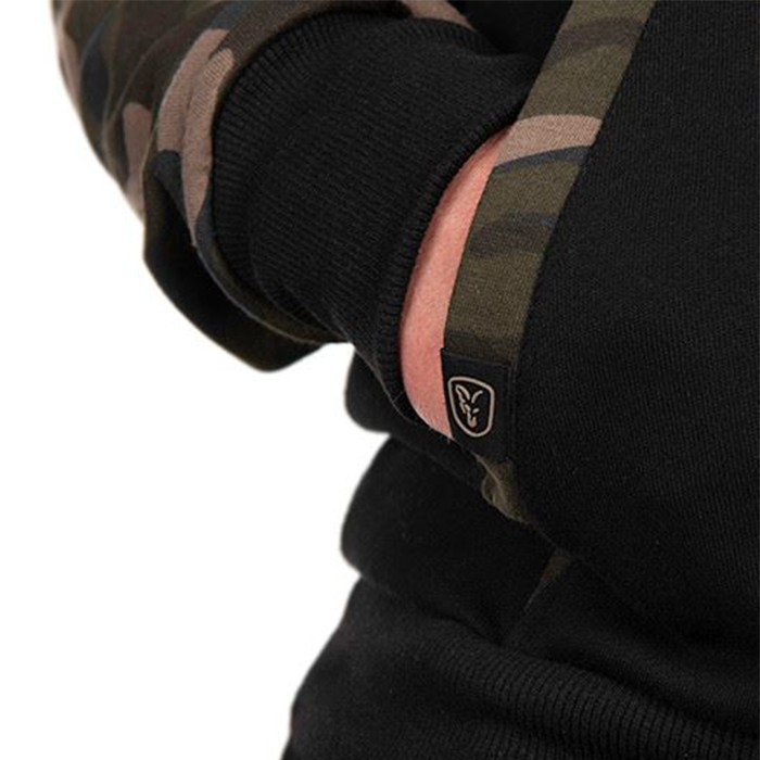 Fox Black Camo Raglan Fishing Hoodie Close Up Pocket