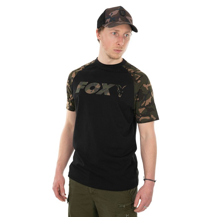 Fox Black / Camo Raglan Fishing T-Shirt