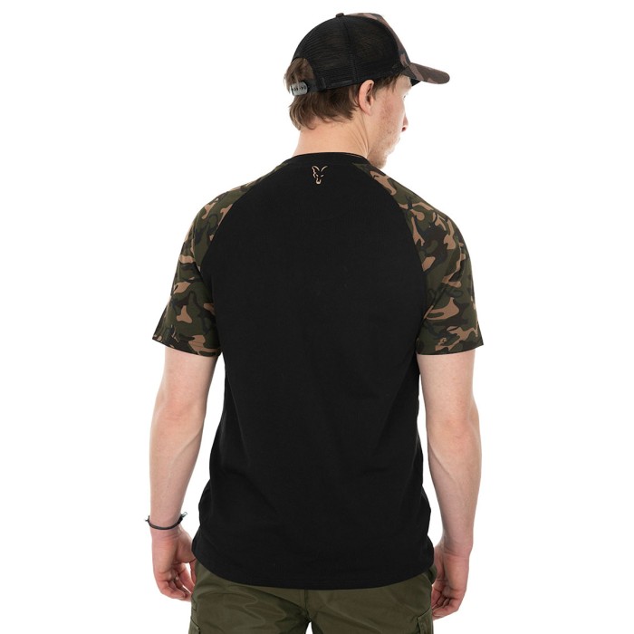 Fox Black / Camo Raglan Fishing T-Shirt Back