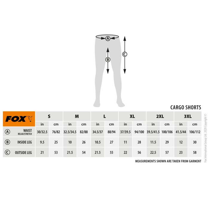 Fox Camo Cargo Shorts Sizes