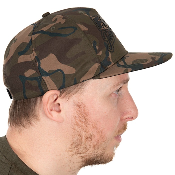 Fox Camo Flat Peak Snapback Fishing Cap Side View