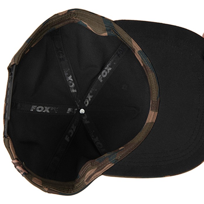 Fox Camo Flat Peak Snapback Fishing Cap Inside View