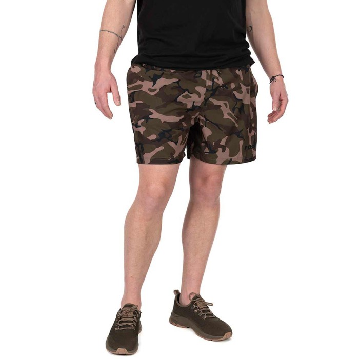 Fox Camo Logo Black Swim Shorts In Use 1
