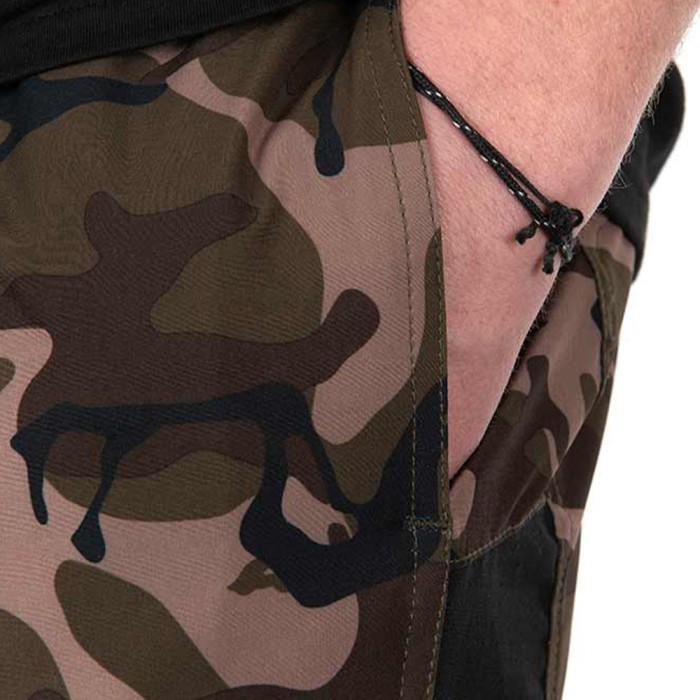 Fox Camo Logo Black Swim Shorts Close Up 1