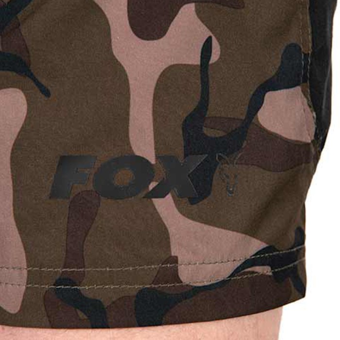Fox Camo Logo Black Swim Shorts Close Up 4