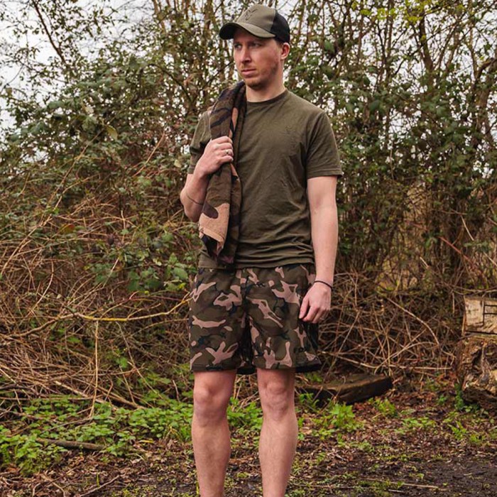 Fox Camo Logo Black Swim Shorts In Use 3