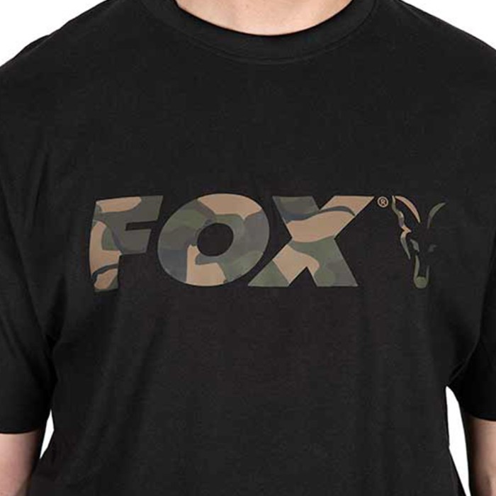 Fox Camo Logo Black T-Shirt Close Up 2