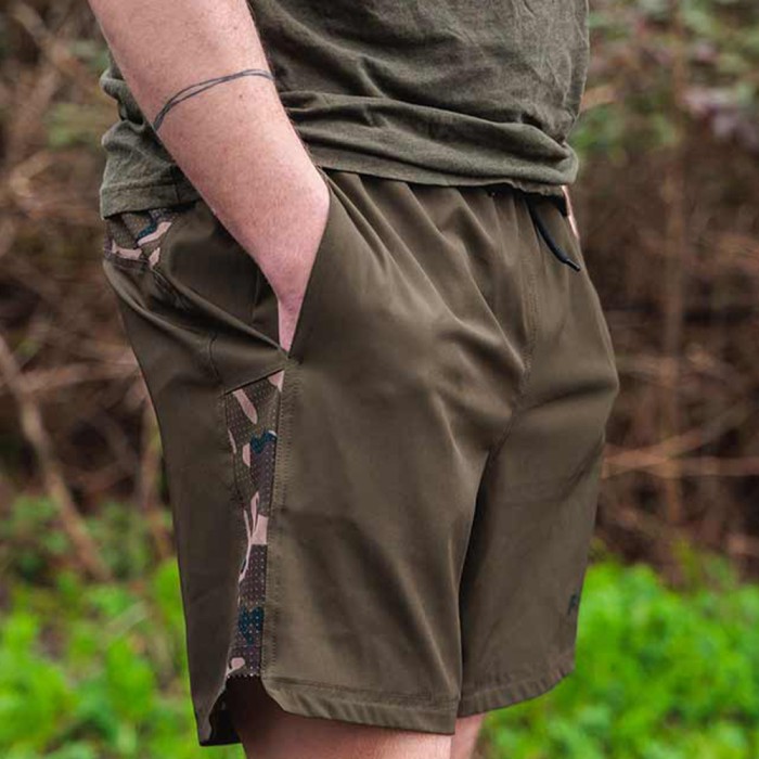 Fox Camo Logo Khaki Swim Shorts Close Up 4