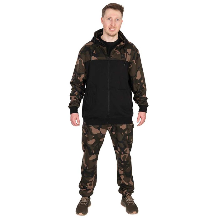 Fox Camo Logo Lightweight Split Zip Hoodie In Use 1