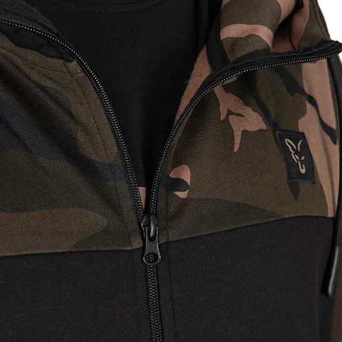 Fox Camo Logo Lightweight Split Zip Hoodie Close Up 3
