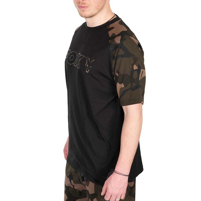 Fox Camo Logo Outline Black T-Shirt In Use 1