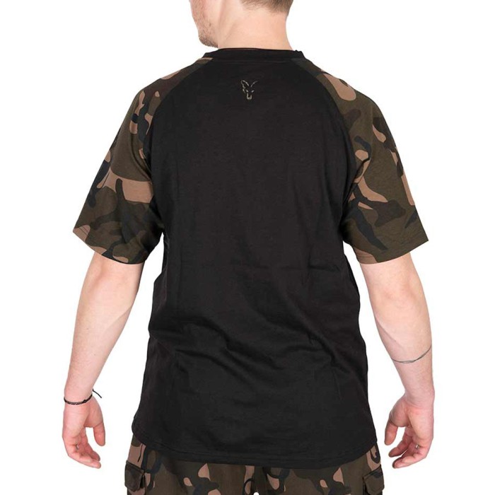 Fox Camo Logo Outline Black T-Shirt In Use 3