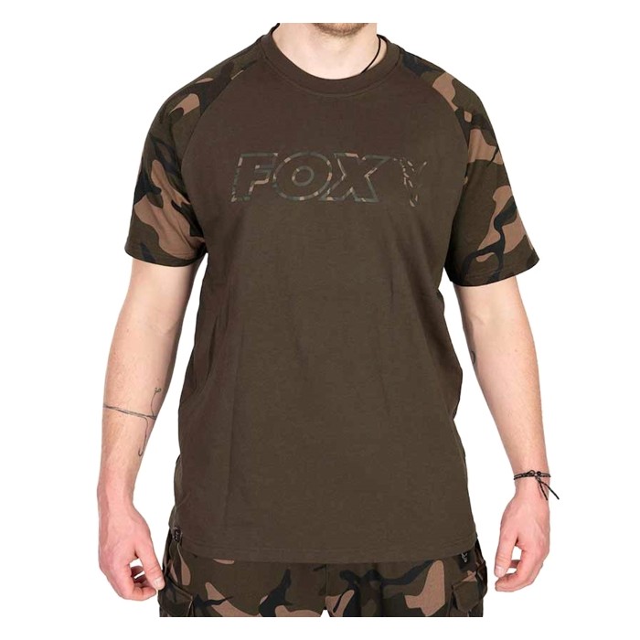 Fox Camo Logo Outline Khaki T-Shirt