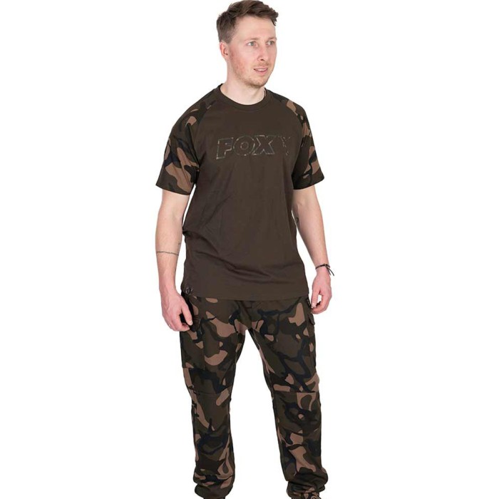 Fox Camo Logo Outline Khaki T-Shirt In Use 1
