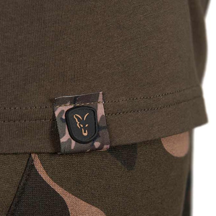 Fox Camo Logo Outline Khaki T-Shirt Close Up 4