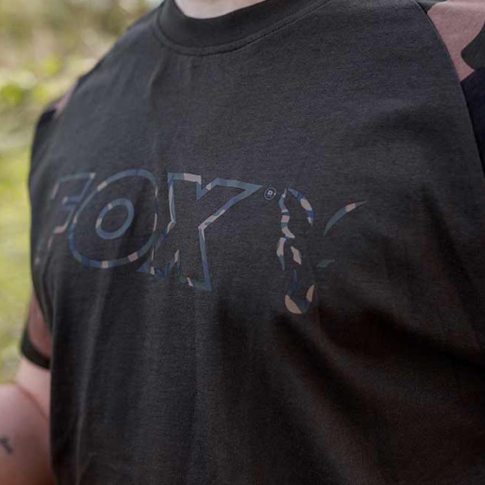 Fox Camo Logo Outline Khaki T-Shirt In Use 3