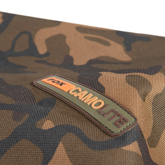 Fox Camolite Large Fishing Bed Bag Close Up Logo