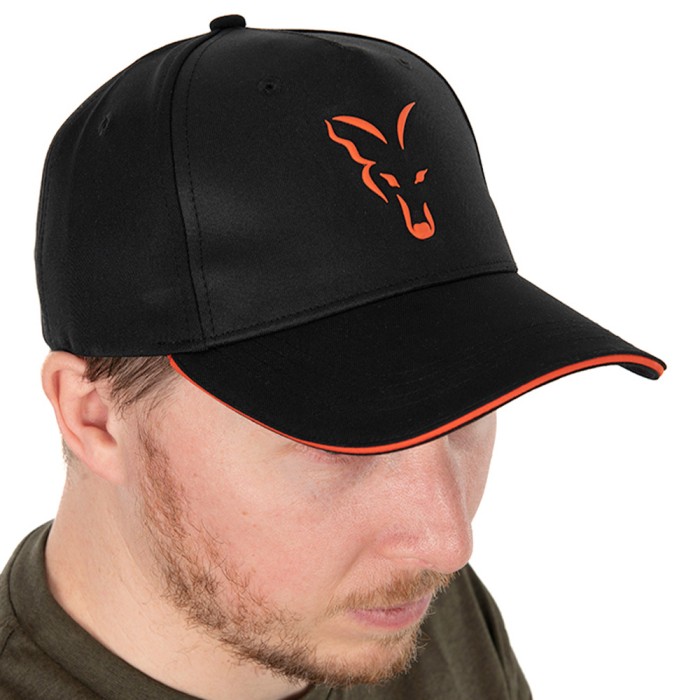 Fox Collection Black & Orange Baseball Cap Front View
