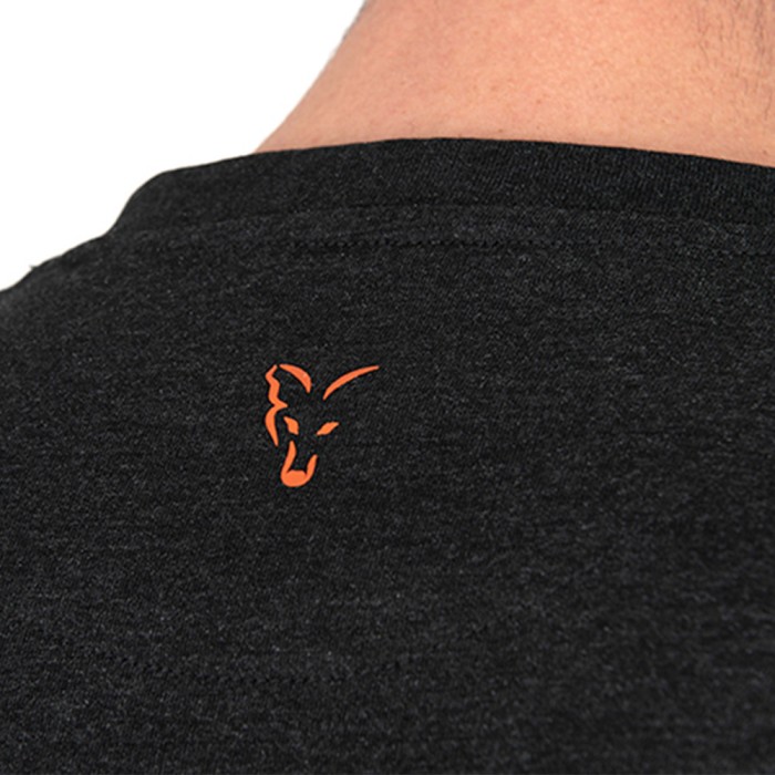Fox Collection Black & Orange Lightweight Fishing T-Shirt Close Up 1